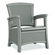 Suncast Elements Club Chair with Storage, Supports Up to 300 lb, 17" Seat Height, 25.25" x 29.75" x 35.5", Dove Gray (BMCC1800DG)