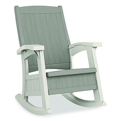 Suncast Rocking Chair with Storage, Supports Up to 375 lb, 17.25" Seat Height, 29.75" x 35" x 40.5", Dove Gray/Ice Cube (BMRC1020)