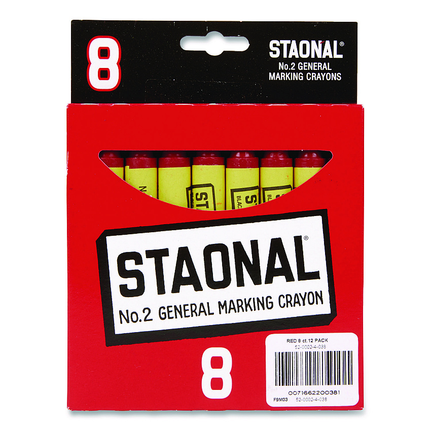 Crayola Staonal Marking Crayons, 0.56" x 5", Red, 8/Box (520002038)