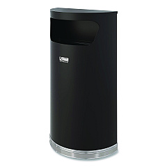 Suncast Commercial Half Round Metal Trash Can, 9 gal, Steel, Black (MTCRES901BK)