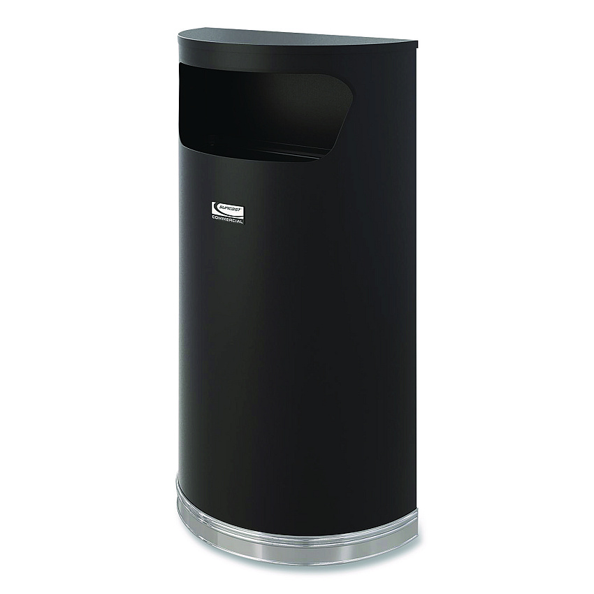 Suncast Commercial Half Round Metal Trash Can, 9 gal, Steel, Black (MTCRES901BK)