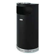 Suncast Commercial Half Round Metal Trash Can with Ashtray, 9 gal, Steel, Black (MTCRES901BKS)