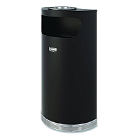 Suncast Commercial Half Round Metal Trash Can with Ashtray, 9 gal, Steel, Black (MTCRES901BKS)