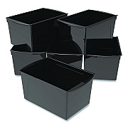 Storex Wide Book Bin, 3.82 gal, 9.2" x 14.5" x 7", Black, 6/Pack (71130U06C)