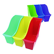 Storex Small Book Bin, 1.5 gal, 4.5" x 11.75" x 8.5", Assorted Bright Colors, 6/Pack (70113U06C)