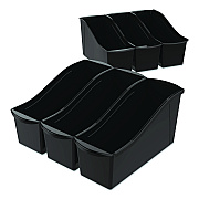 Storex Large Book Bin, 2 gal, 5.3" x 14.3" x 7", Black, 6/Pack (70109E06C)