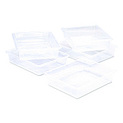 Storex Storage Tray, Flat, 1.69 gal, 10.65" x 13.17" x 2.96", Translucent, 5/Pack (62565U05C)