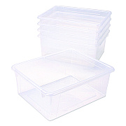 Storex Storage Tray, Deep, 2 gal, 10.65" x 10.65" x 5.2", Clear, 5/Pack (62532U05C)