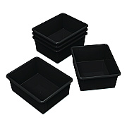 Storex Storage Tray, Deep, 2 gal, 10.65" x 10.65" x 5.2", Black, 5/Pack (62523U05C)