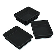 Storex Storage Tray, Flat, 102.4 oz, 10.65" x 10.65" x 2.96", Black, 5/Pack (62516U05C)