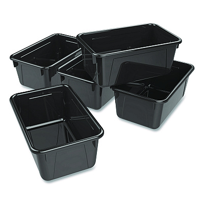 Storex Cubby Bin, Neutral Tones, 1.8 gal, 7.8" x 12.09" x 5.18", Black, 5/Pack (62466E05C)