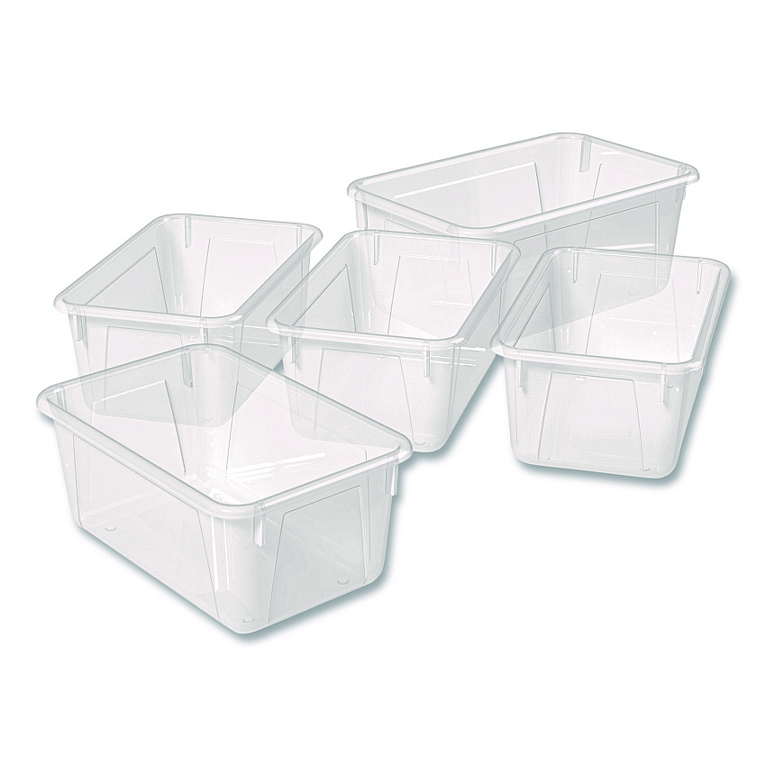 Storex Cubby Bin, 1.8 gal, 7.8" x 12.09" x 5.18", Translucent, 5/Pack (62461U05C)