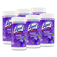 LYSOL Disinfecting Wipes, 1-Ply, 7 x 7.25, Lavender and Cotton Blossom, White, 80 Wipes/Canister, 6 Canisters/Carton (56264CT)