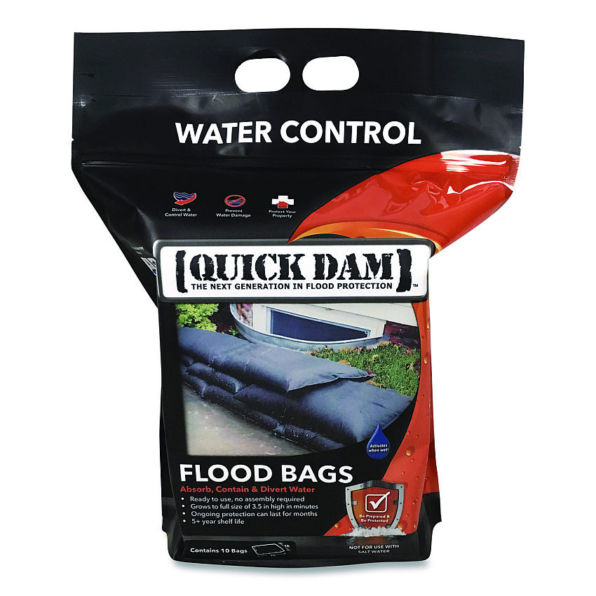 Quick Dam Flood Bags, 12" x 24" x 3.5", 10/Pack (QD122410)
