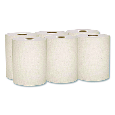 Scott Essential 100% Recycled Fiber Hard Roll Towel, 1-Ply, 8" x 800 ft, 1.5" Core, Brown, 6 Rolls/Carton (56758)