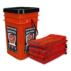Quick Dam Outdoor Grab and Go Bucket Kit, (4) Hi-Vis 10 ft Flood Barriers (QDGG104HV)