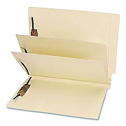 Medical Arts Press Heavy-Duty End Tab Classification Folders, 3" Expansion, 2 Dividers, 6 Fasteners, Letter Size, Manila, 75/Box (35483B)