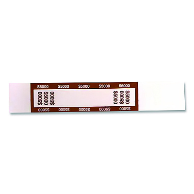 CONTROLTEK Currency Straps, $5,000, Self-Adhesive, 1,000/Pack (560022)