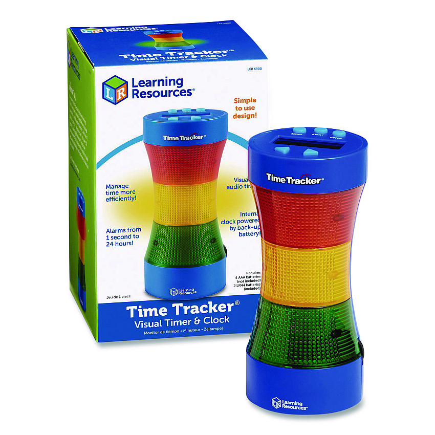 Learning Resources Time Tracker Visual Timer and Clock, LCD, 5.4 x 8.6 x 2.5, Assorted Colors (LER6900)