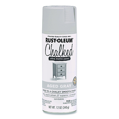 Rust-Oleum Ultra Matte Chalked Paint, Matte Aged Gray, 12 oz Aerosol Can (302592EA)