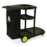 Nexstep Commercial Products Premier Janitor Cart, 2 Shelves, Plastic, 18.25 x 44.5 x 38, Black (96980)