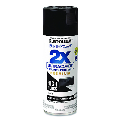 Rust-Oleum Painter's Touch 2X Ultra Cover Spray Paint, High Gloss Black, 12 oz Aerosol Can (331172EA)