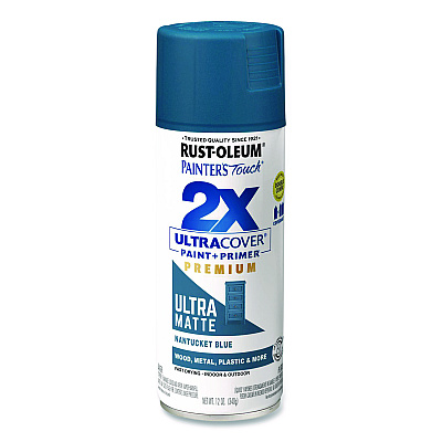 Rust-Oleum Painter's Touch 2X Ultra Cover Spray Paint, Ultra Matte Blue, 12 oz Aerosol Can (331188EA)