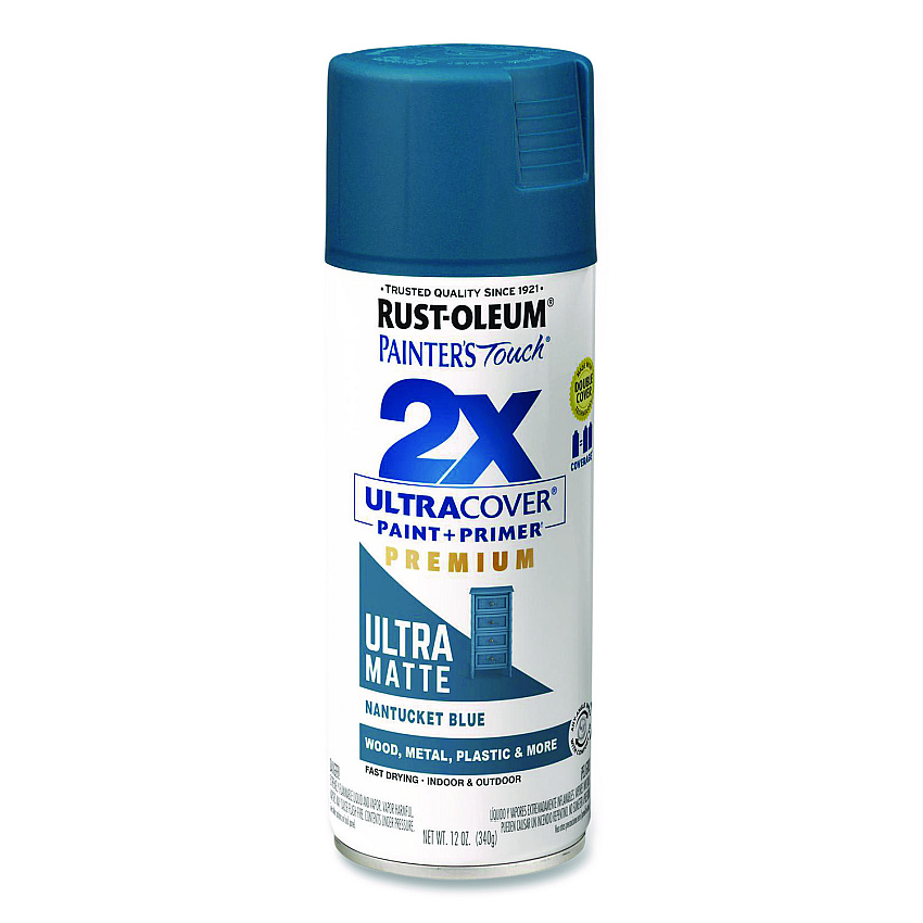 Rust-Oleum Painter's Touch 2X Ultra Cover Spray Paint, Ultra Matte Blue, 12 oz Aerosol Can (331188EA)