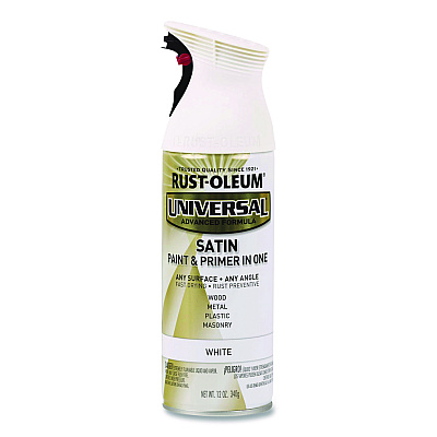 Rust-Oleum Universal Premium Spray Paint, Satin White, 12 oz Aerosol Can (245210EA)
