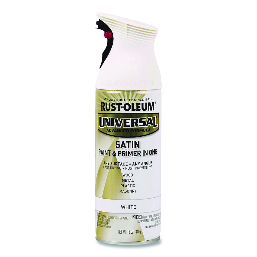 Rust-Oleum Universal Premium Spray Paint, Satin White, 12 oz Aerosol Can (245210EA)
