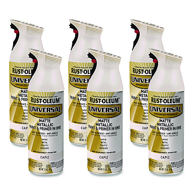 Rust-Oleum Universal Premium Spray Paint, Metallic Capiz, 11 oz Aerosol Can, 6/Carton (371597)