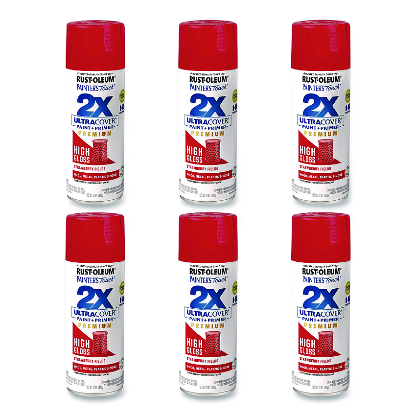 Rust-Oleum Painter's Touch 2X Ultra Cover Spray Paint, High Gloss Strawberry Fields, 12 oz Aerosol Can, 6/Carton (331180)