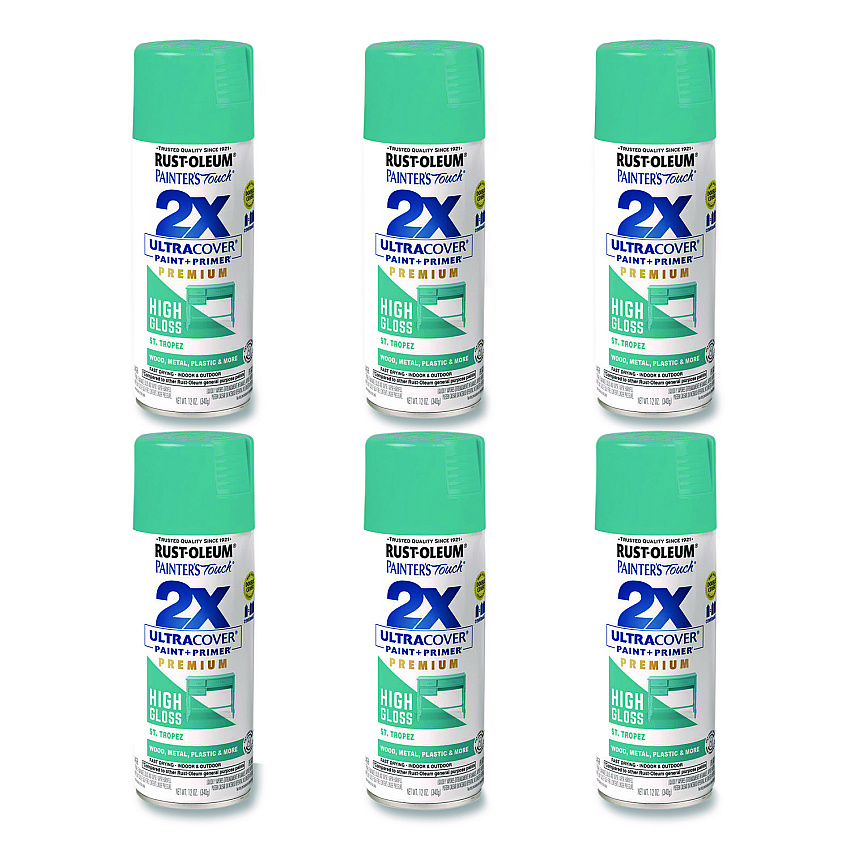 Rust-Oleum Painter's Touch 2X Ultra Cover Spray Paint, High Gloss St. Tropez, 12 oz Aerosol Can, 6/Carton (331175)