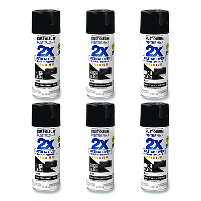 Rust-Oleum Painter's Touch 2X Ultra Cover Spray Paint, High Gloss Black, 12 oz Aerosol Can, 6/Carton (331172)