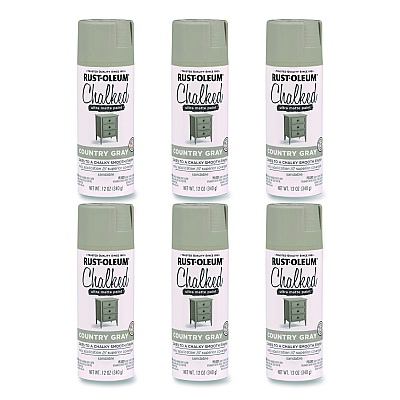 Rust-Oleum Ultra Matte Chalked Paint, Matte Country Gray, 12 oz Aerosol Can, 6/Carton (302593)