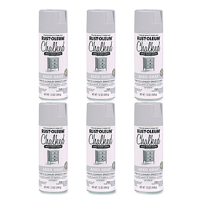 Rust-Oleum Ultra Matte Chalked Paint, Matte Aged Gray, 12 oz Aerosol Can, 6/Carton (302592)