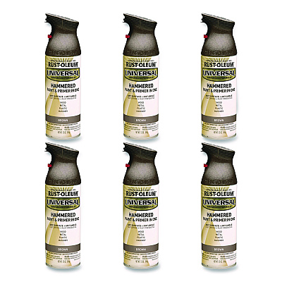Rust-Oleum Universal Premium Spray Paint, Hammer Brown, 12 oz Aerosol Can, 6/Carton (245218)
