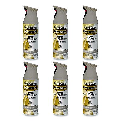 Rust-Oleum Universal Premium Spray Paint, Matte Greige, 12 oz Aerosol Can, 6/Carton (376724)