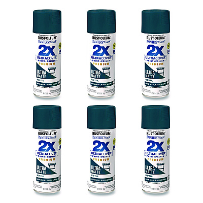 Rust-Oleum Painter's Touch 2X Ultra Cover Spray Paint, Ultra Matte Teal, 12 oz Aerosol Can, 6/Carton (331185)