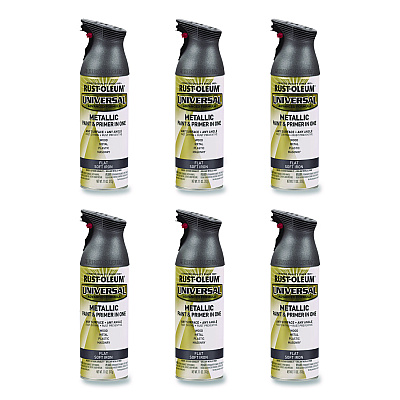 Rust-Oleum Universal Premium Spray Paint, Flat Iron, 12 oz Aerosol Can, 6/Carton (271473)