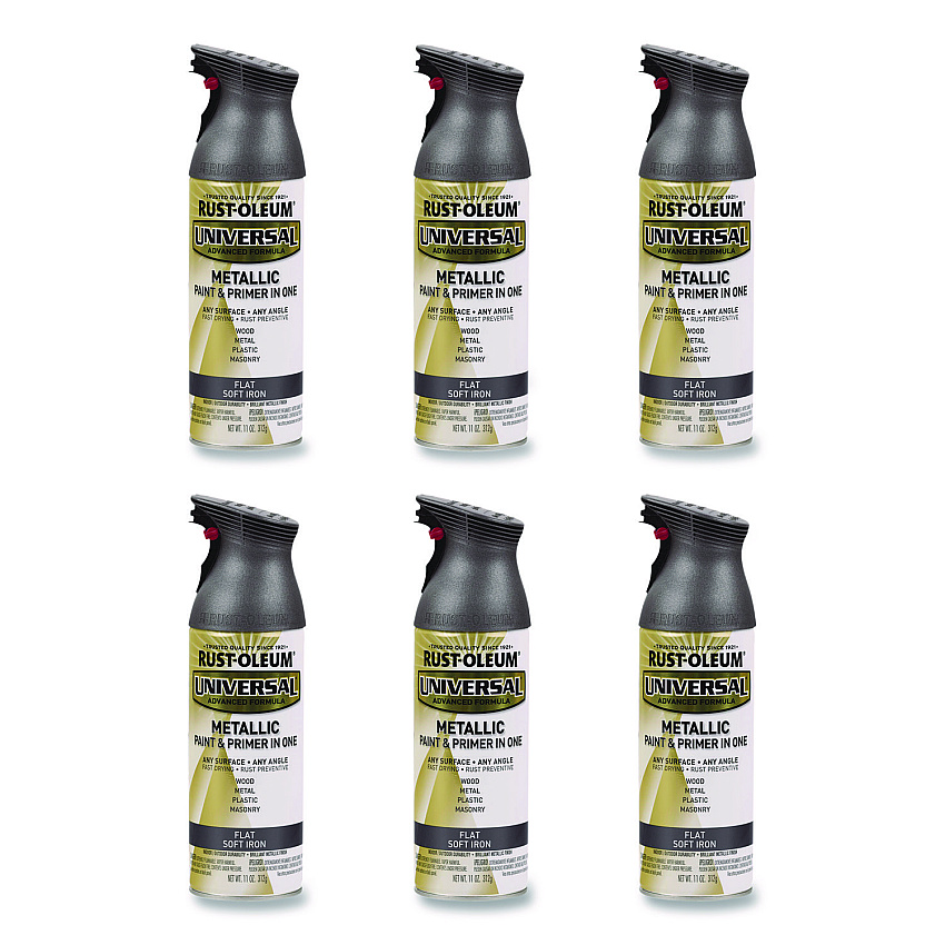 Rust-Oleum Universal Premium Spray Paint, Flat Iron, 12 oz Aerosol Can, 6/Carton (271473)