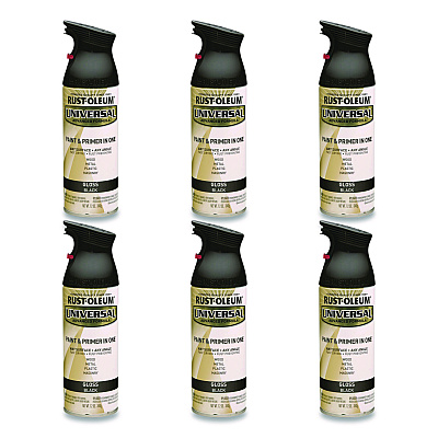 Rust-Oleum Universal Premium Spray Paint, Gloss Black, 12 oz Aerosol Can, 6/Carton (245196)
