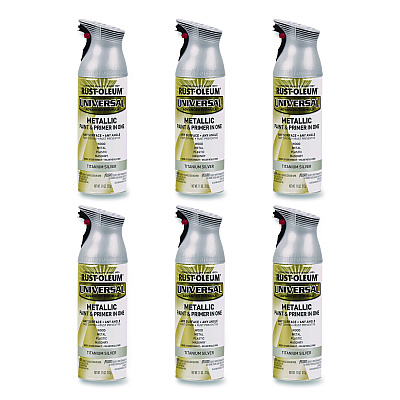 Rust-Oleum Universal Premium Spray Paint, Metallic Silver, 12 oz Aerosol Can, 6/Carton (245220)