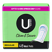 U by U by U by Kotex Security Regular Maxi Pads, Unscented, 48/Pack (47240)
