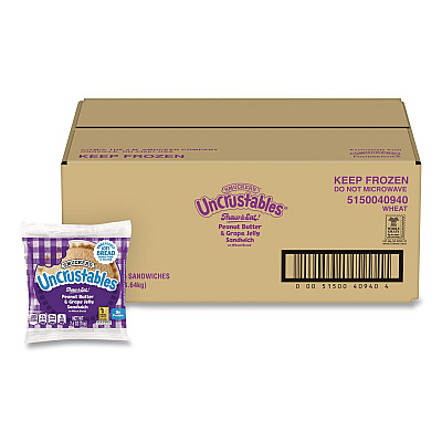 Smucker's UNCRUSTABLES Peanut Butter and Grape Jelly on Wheat Bread, 2.6 oz Bag, 48/Carton (22002219)
