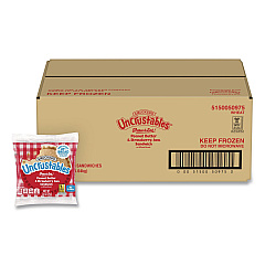 Smucker's UNCRUSTABLES Peanut Butter and Strawberry Jam on Wheat Bread, 2.6 oz Bag, 48/Carton (22002220)