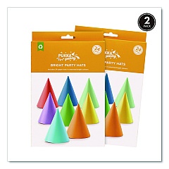 PUKKA PAD Bright Party Hats, Paper, 4.3 x 6, Assorted Bright Colors, 24/Pack, 2 Packs/Box (648)