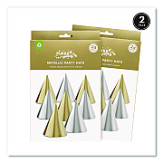 PUKKA PAD Silver and Gold Party Hats, Paper, 4.3 x 6, 24/Pack, 2 Packs/Box (649)