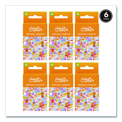 PUKKA PAD Bright Birthday Confetti, Circles, Happy Birthday, Hats Shaped, 1 x 2, Assorted Colors, 3/Pack, 2 Packs/Box (657)