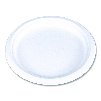 SCT ChampWare Molded Fiber Tableware, Molded Fiber Plate, 10" dia, White, 125 Plates/Sleeve, 4 Sleeves/Carton (18160WPF)